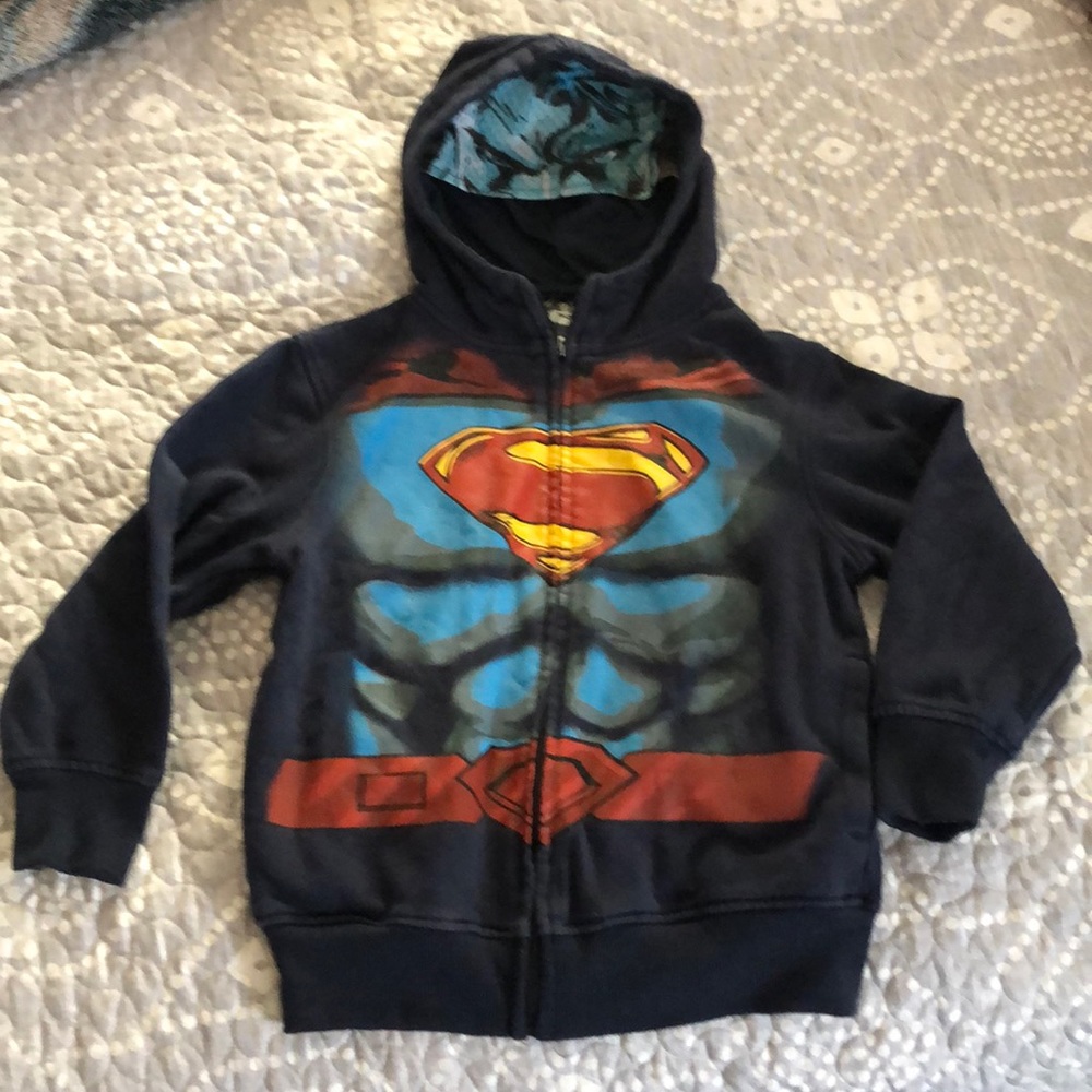 Superman zip up mask hoodie size 5/6